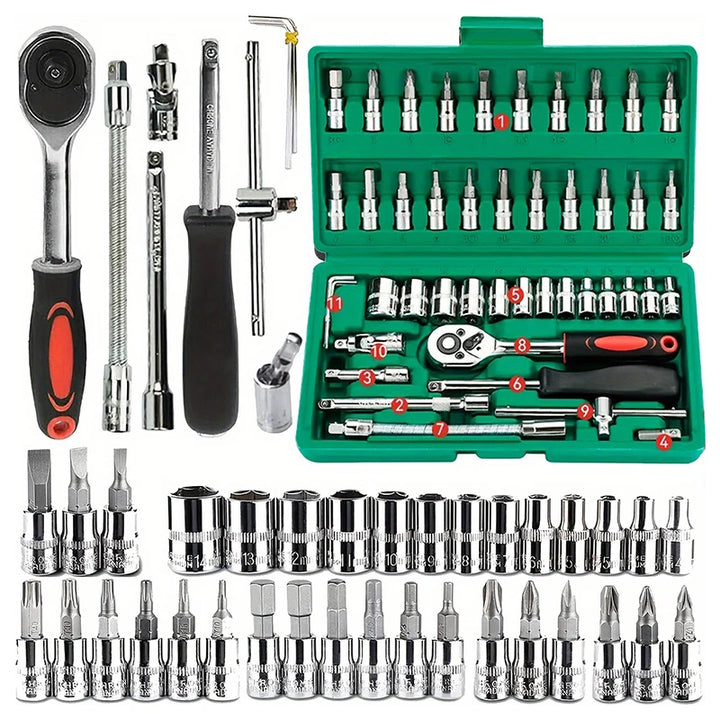 The Ultimate 46-Piece Drive Socket Set – Your All-in-One Solution for Auto Repairs & DIY Projects!