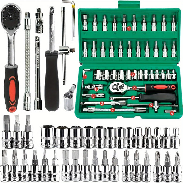 The Ultimate 46-Piece Drive Socket Set – Your All-in-One Solution for Auto Repairs & DIY Projects!