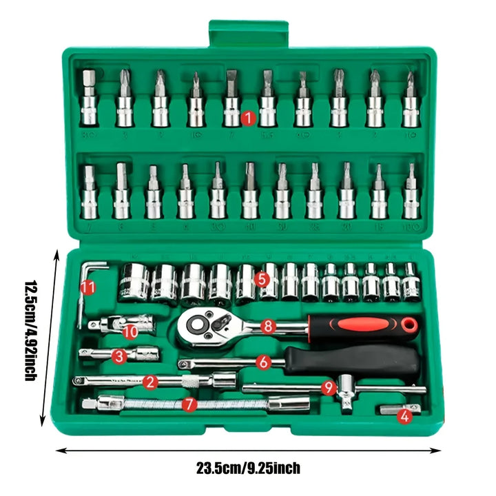 The Ultimate 46-Piece Drive Socket Set – Your All-in-One Solution for Auto Repairs & DIY Projects!